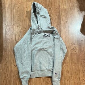 Champion Light Gray Hoodie Avon Old Farms Reverse Weave size Medium